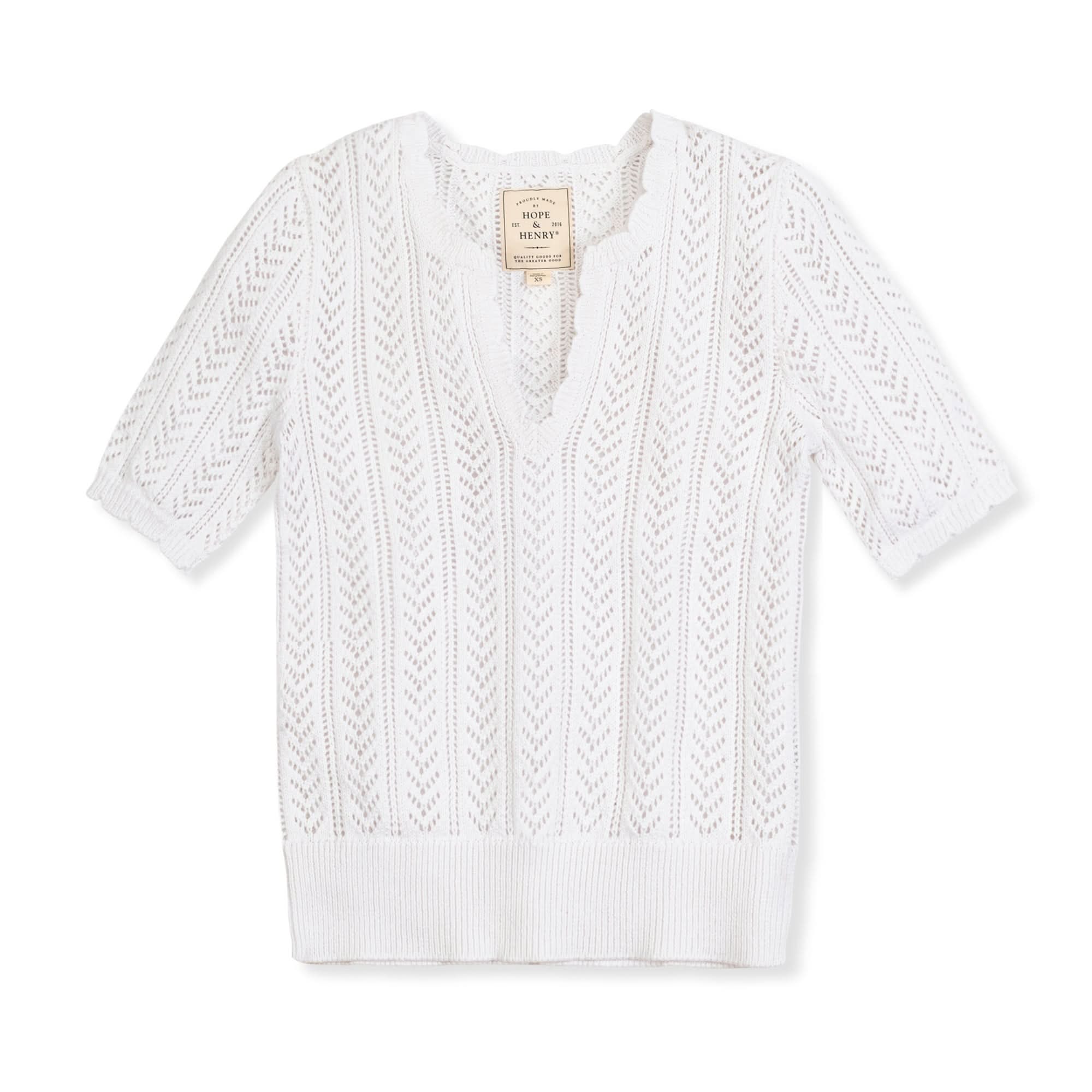 Image of Hope and Henry - V-Neck Pointelle Sweater